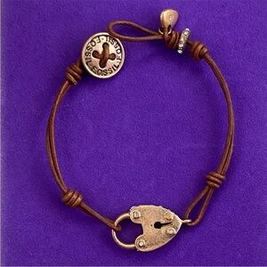 Fossil Brown Leather Bracelet with Gold Charm